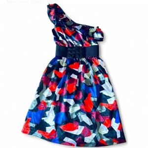 Colorful One-Shoulder Kids Dress